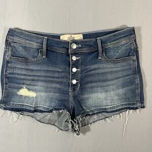 Hollister short shorts high rise 2"button fly‎ raw hem Size 31 Stretch